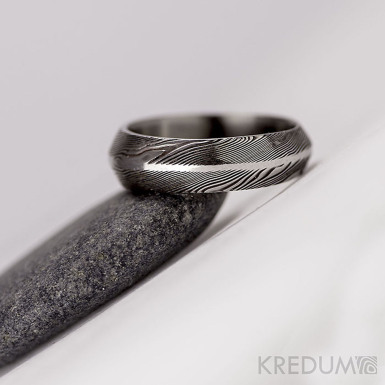Snubn prsten nerezov ocel damasteel - Steel line - devo