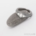Kovaný prsten damasteel s pravou perlou - Gracia - dřevo - velikost 54, šířka 6,5 / 4 mm, lept 75% zatmavený a přeleštěný