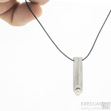 Honey - Kovan pvsek nerez damasteel osazen blou perlou, S3682