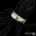 Snubní prsten damasteel a zlato - Duori yellow, struktura dřevo