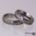 Snubn prsteny damasteel - Prima a brouen rubn 1,7 mm vsazen do stbra, vel. 52,5, ka 5 mm, struktura devo, lept stedn tmav, profil B+CF - AVT 4250