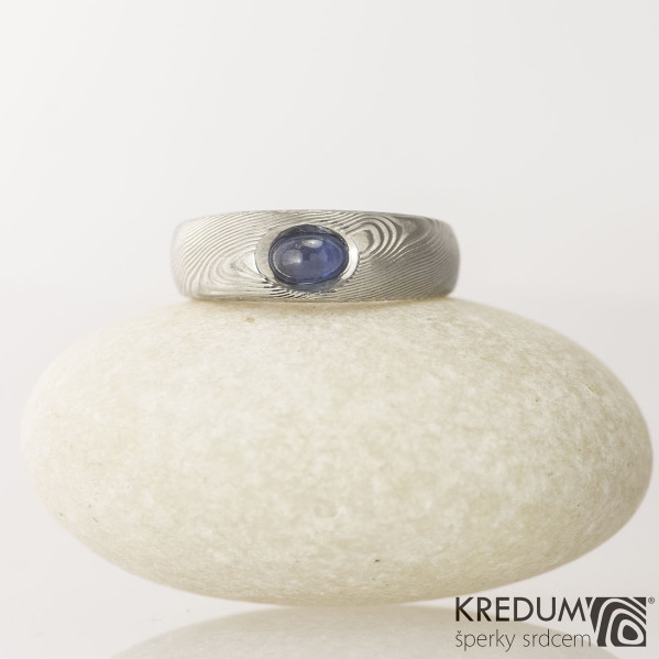 Kovaný prsten damasteel - Blueli, velikost 51,5
