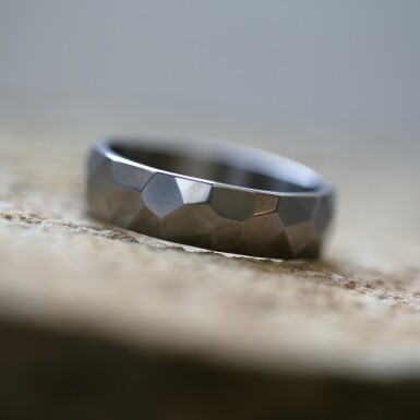 Rock titanium,size 62 - shiny - Forged wedding ring - CR5636