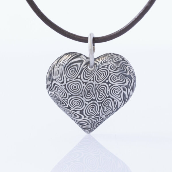 Srdko s okem, voda - Romantick pvsek z nerez oceli damasteel, CR6470