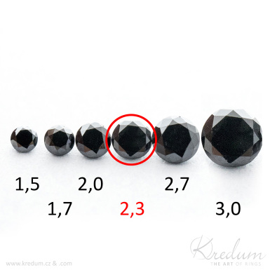 Přírodní diamant černý - průměr 2,3 mm
