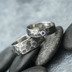 Natura tmavá a broušený kámen do 3 mm do stříbra - kovaný snubní prsten z nerezové oceli