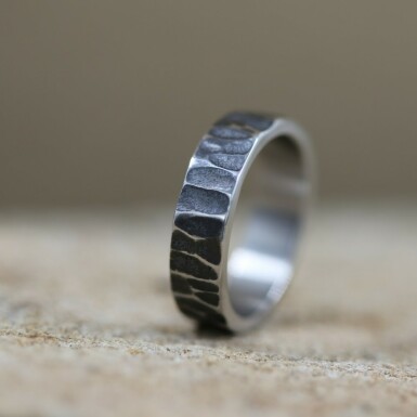 Raw dark, size 55 - forged stainless steel wedding ring - CR5723