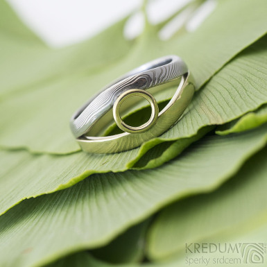 Gemini Ring - zlat a damasteel prsten velikost 62 - produkt SK2393