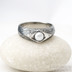 Gracia voda s říční perlou - lept 100% TM, velikost 57, šířka hlavy 7 mm do dlaně 5 mm - Damasteel zásnubní prsten - k 1185 (3)