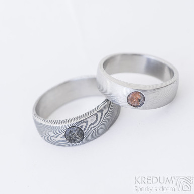 Siona damasteel a kmen natural - vzor devo - kovan snubn prsten z nerezov oceli 
