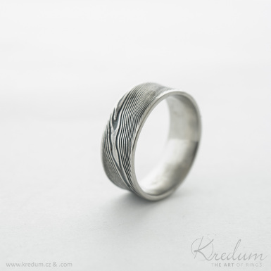 Collium Line - devo - Kovan snubn prsten se lbkem ocel damasteel, SK4482
