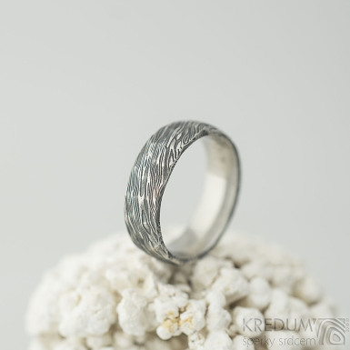 Natura - voda - Snubní prsten z oceli damasteel
