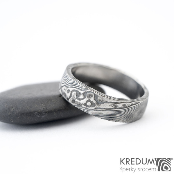 Natura - Snubní prsten nerezová ocel damasteel, SK1356