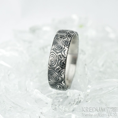 Natura - kolečka - Snubní prsten z oceli damasteel
