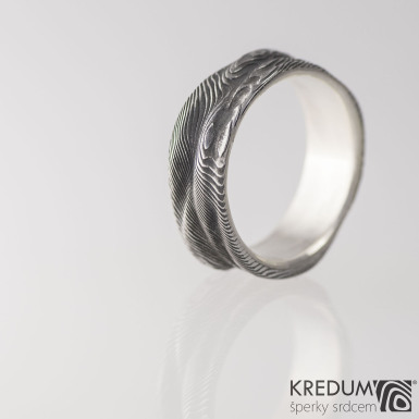 P�n vod - se st��brn�m vnit�kem - Snubn� prsten damasteel, S1454