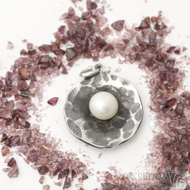 Pearl wheel white mini - Kovan pvsek z nerezov oceli s perlou, SK2550 (4)
