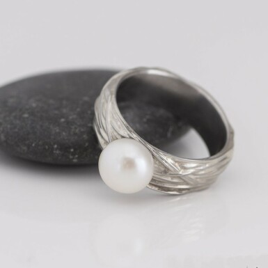 Gordik s perlou - motan snubn prsten z nerezov oceli