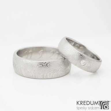 Prima damasteel a ir diamant 2,3 mm - vzor koleka - kovan snubn prsten z nerezov oceli