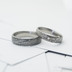 Ručně kované snubní prsteny damasteel - Prima, struktura dřevo, lept tmavý střední + diamant 1,5 mm, vel. 56, šířka 4,5 mm, tloušťka 1,5 mm, profil B+CF - k 4212