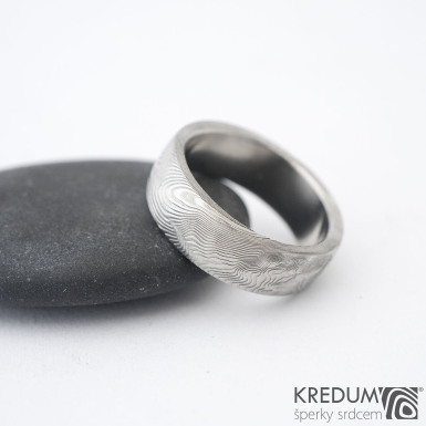 Prima - pekovan devo - Snubn prsten damasteel, SK1298