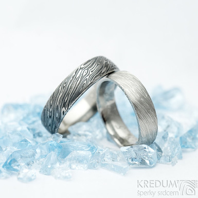 Prima damasteel - vzor voda - kovaný snubní prsten z nerezové oceli