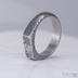 Prolili a čirý diamant 2 mm, dřevo - Kovaný zásnubní prsten damasteel, S1423