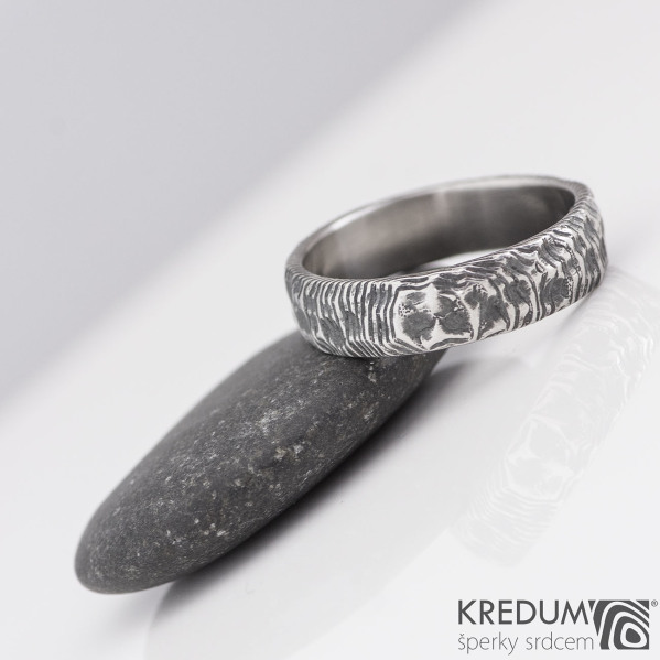 Natura čárky - Snubní prsten nerezová ocel damasteel, S2147