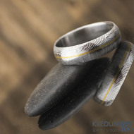 Golden line - prsten damasteel a zlato, S2230