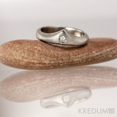 Krlovna a ir diamant 2,3 mm - Zsnubn prsten damasteel struktura devo, S1369