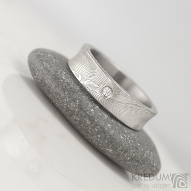Collium a diamant 1,7 mm, devo - Kovan snubn prsten z oceli damasteel, S1642