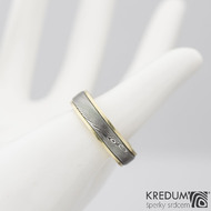 Kasiopea yellow - Zlat snubn prsten a damasteel devo, vel. 63