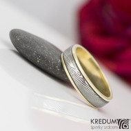Kasiopea yellow - Zlat snubn prsten a damasteel devo, vel. 63