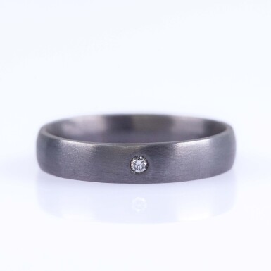 Prima Tantalum � Matte � Size 53 - 1.5 mm Diamond Wedding Ring