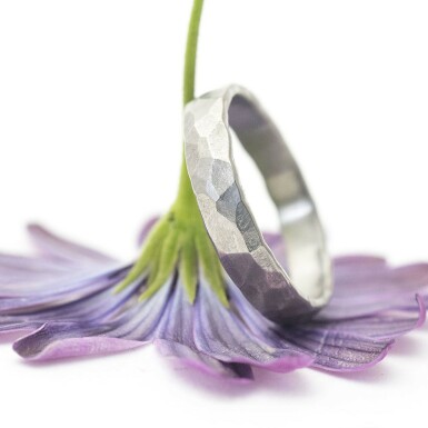 Natura - shiny - hammered titanium wedding ring