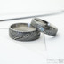 Snubn prsteny damasteel - Prima a akvamarin 1,5-2 mm vsazen do stbra, vel. 49, . 4,5mm, tl. 1,5 mm, devo, tmav stedn, profil B+CF - k 4810