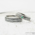 Snubn prsteny damasteel - Prima line a smaragd 1.5-2mm vsazen do stbra, velikost 52, ka 4,5mm, tlouka cca 1,6mm, voda, lept tmav stedn, profil B+CF - K 4943
