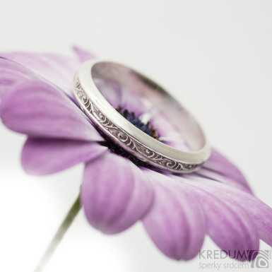 Retro silver wedding ring - 3 Flóra