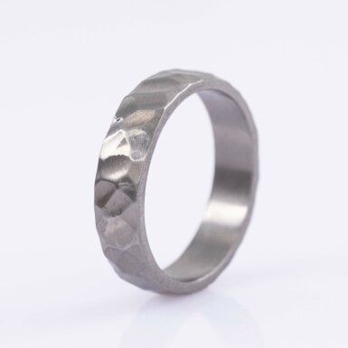 Raw titanium - matte, size 62 - Forged wedding ring - CR6445