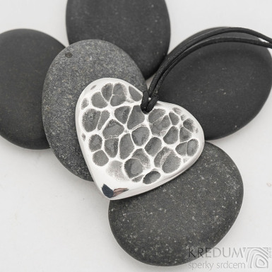 Heart - metal pick, hammered steel pendant