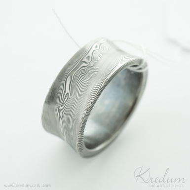 Collium - devo - Kovan snubn prsten se lbkem, ocel damasteel, V4916