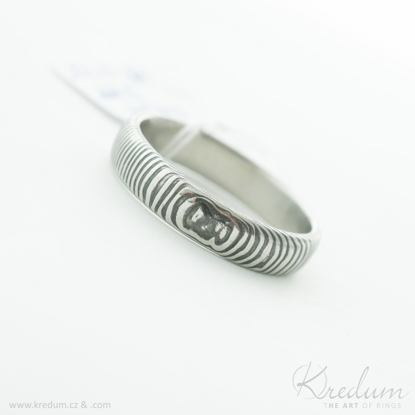 Prima rky - Kovan snubn prsten z nerez oceli damasteel, V4934
