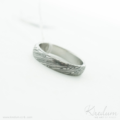 Prima voda - Kovan snubn prsten z oceli damasteel, V4995