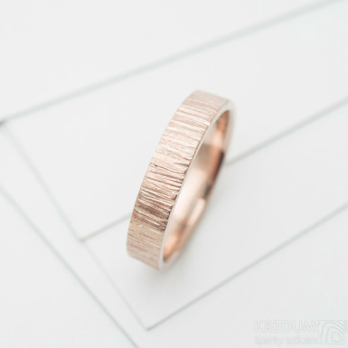 Wood gold red - zlat snubn prsten