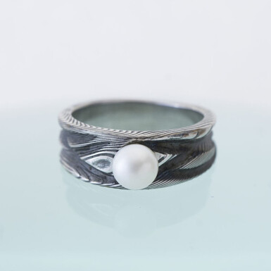 V�la vod a perla - d�evo - Z�snubn� prsten nerezov� ocel damasteel
